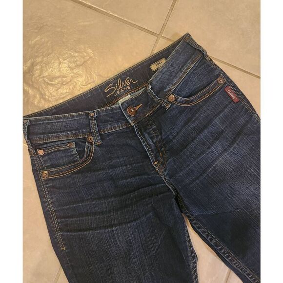 Silver Suki Jeans bootcut Low-Rise Y2k womens size 29x32 embroidered dark wash - Picture 2 of 11